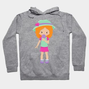 Girl With Ice Cream, Little Girl, Orange Hair Hoodie